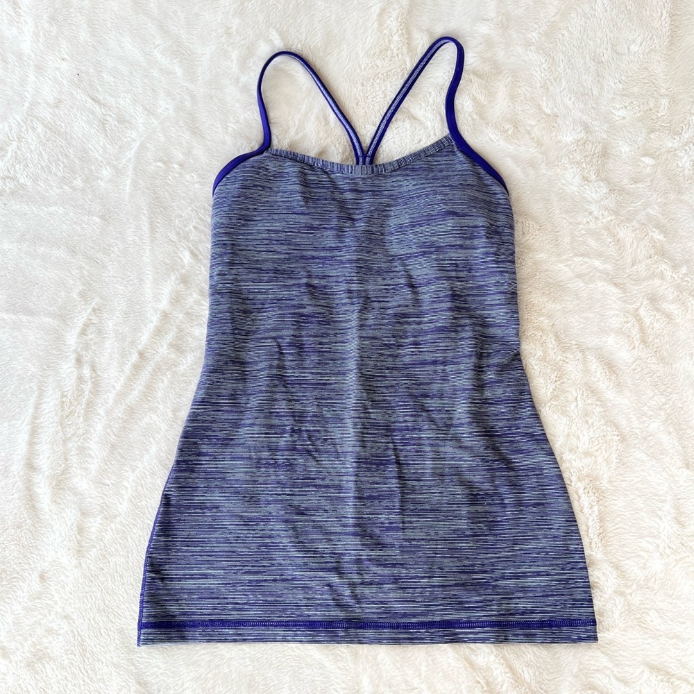 Purple striped Power Y Lululemon tank
